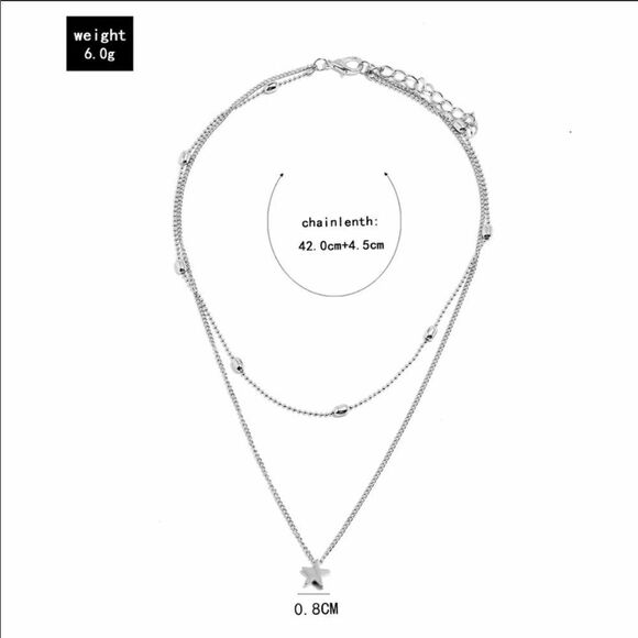 Necklace double layered necklace Zinc Alloy Star - Picture 5 of 6